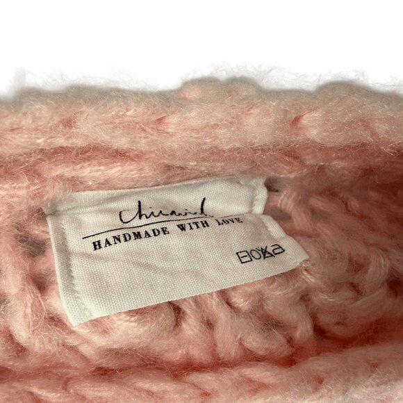 CHICWISH Stitch Floral Diamond Pom-Pom Sweater in Pink Handmade $109 Size M - Picture 3 of 9